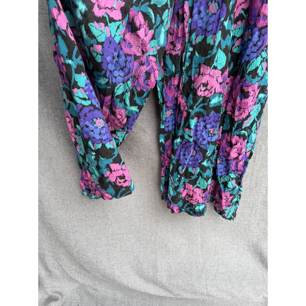 Rabbit Designs Sz 8 Vintage 80's 90's USA Jumpsuit Romper Floral Pink Purple - Picture 2 of 10